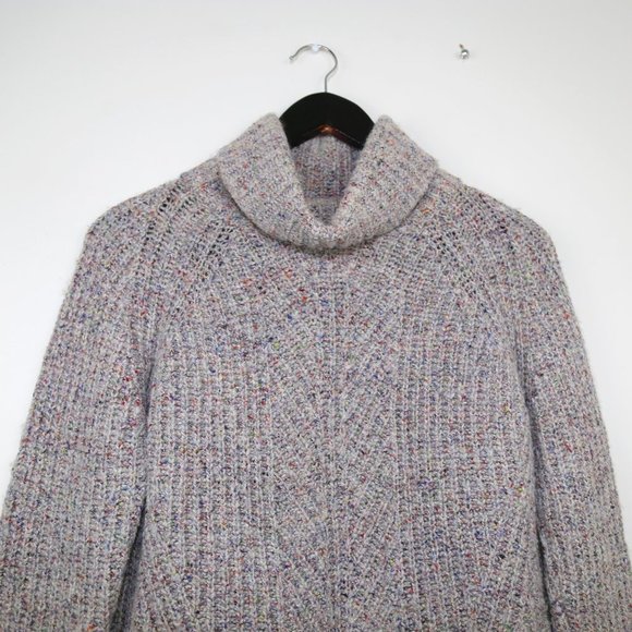 MADEWELL Sweater Colorfleck Silk Wool Blend Ribbed Turtleneck Knitted - Picture 4 of 9